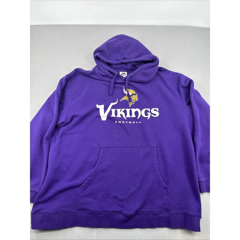 Vintage 90s‎ Y2K Minnesota Vikings NFL Hoodie Men's 4XL Purple Majestic Boxy Fit